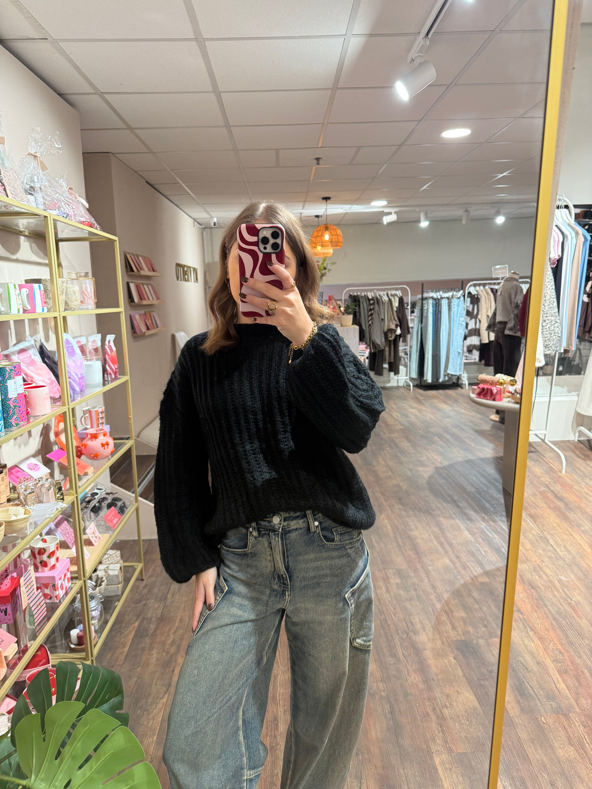 Senna - oversized rib trui zwart