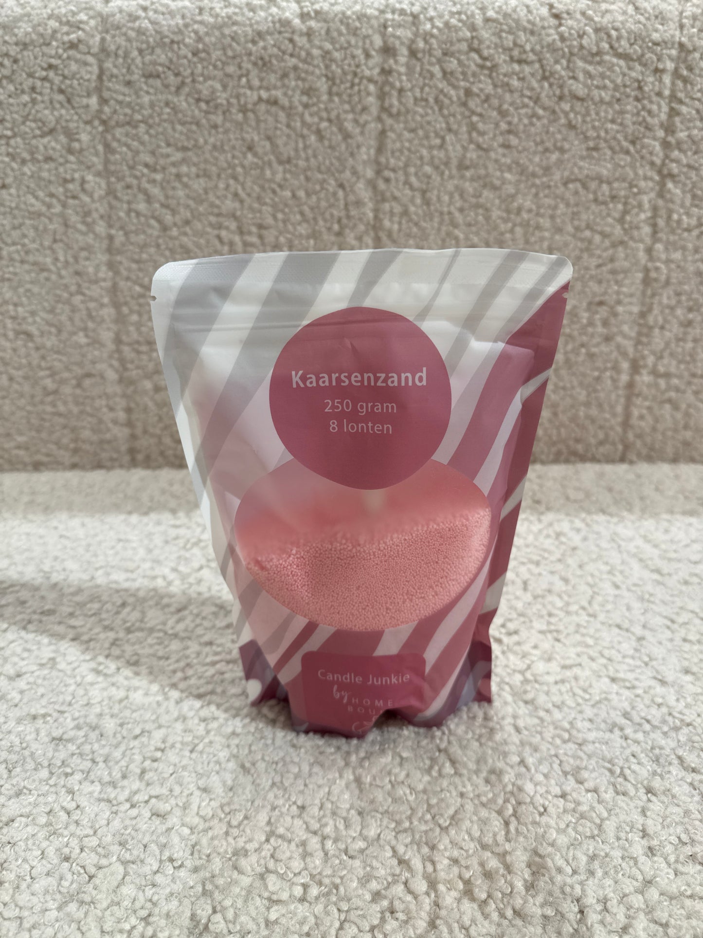 Kaarsenzand Roze Candle Junkie 250 gram & 8 lonten
