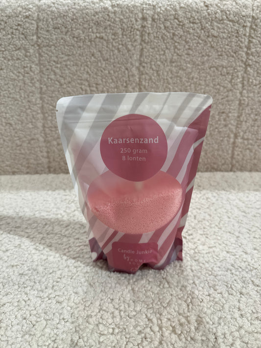 Kaarsenzand Roze Candle Junkie 250 gram & 8 lonten