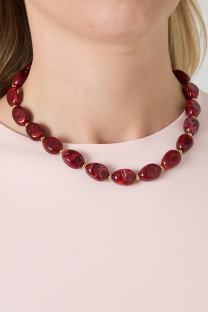 Ketting acryl kralen bruin