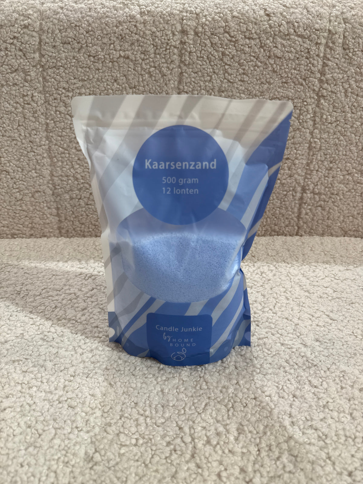 Kaarsenzand Blauw Candle Junkie 500 gram & 12 lonten