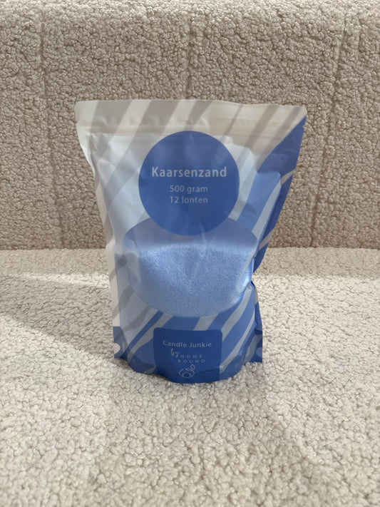 Kaarsenzand Blauw Candle Junkie 500 gram & 12 lonten