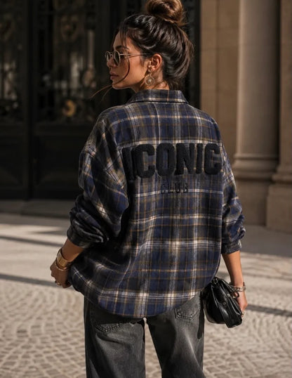 Suus - geruite iconic blouse blauw