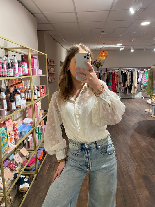 Bente - structuur blouse creme