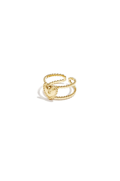Dubbele ring met hart ring goud