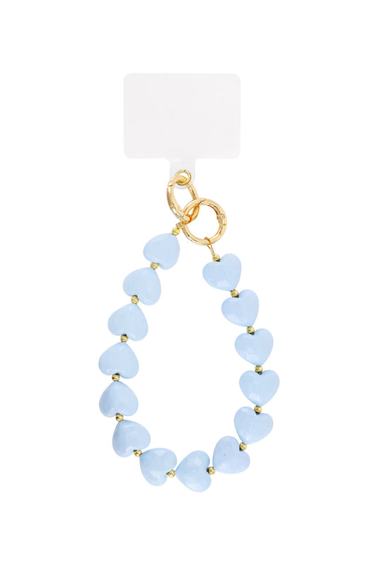 Telefoonkoord hartjes blauw