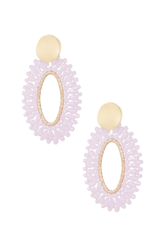 Ovale statement oorbellen wit goud