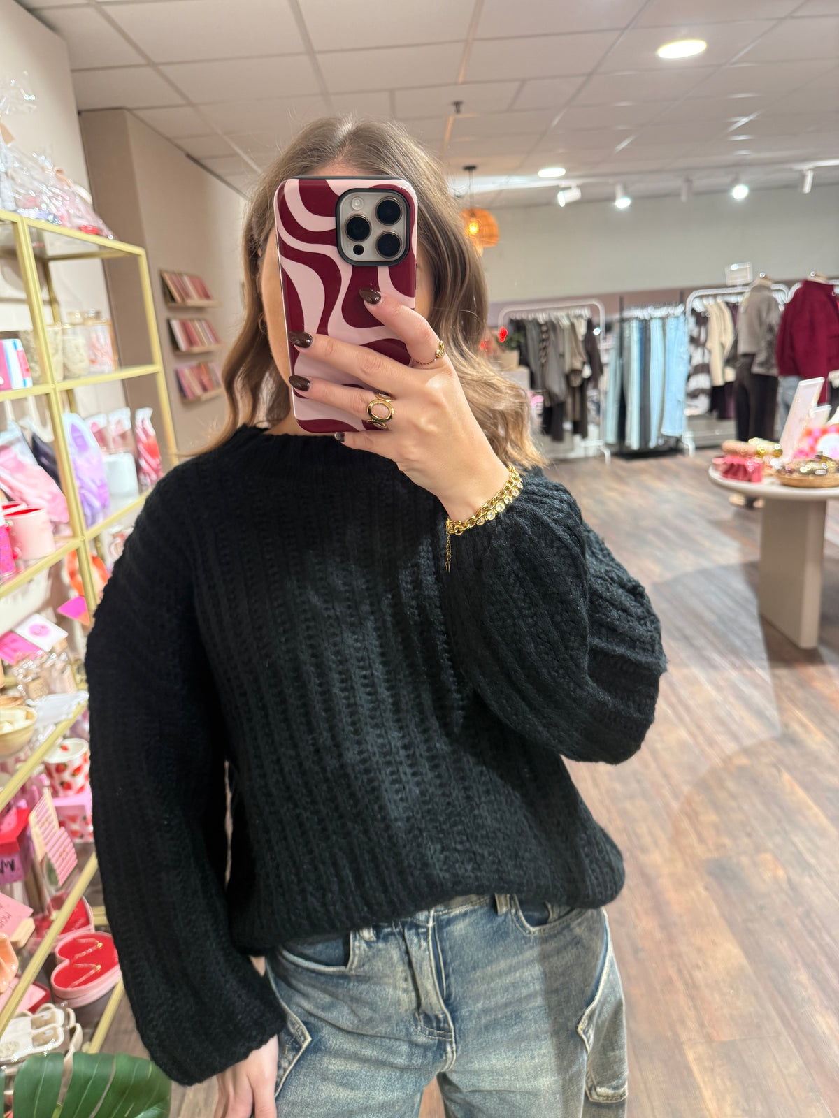Senna - oversized rib trui zwart
