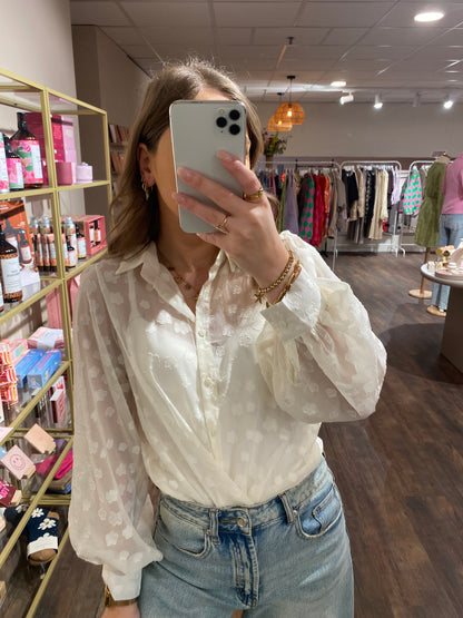 Bente - structuur blouse creme