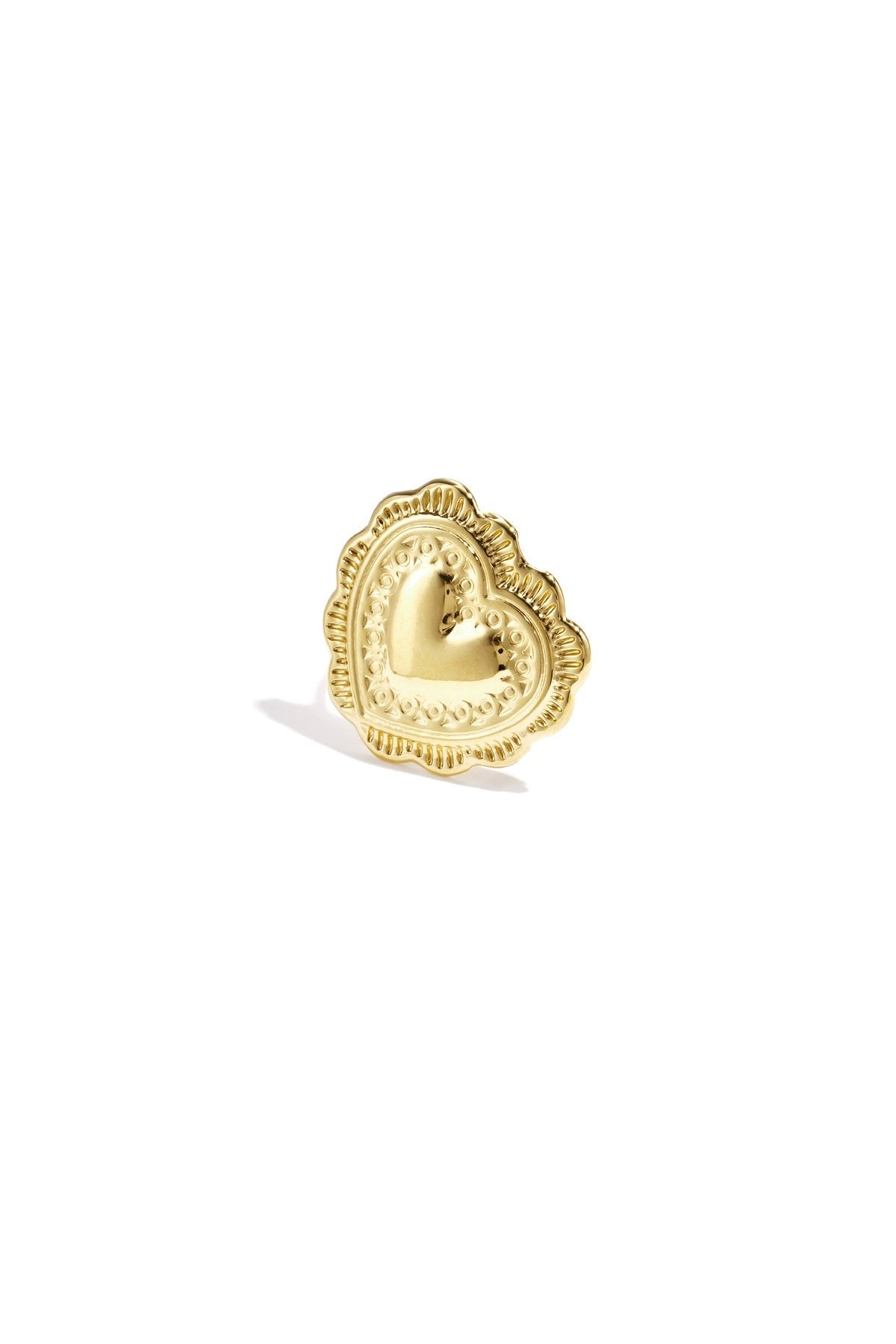 Statement hart ring met patroon goud