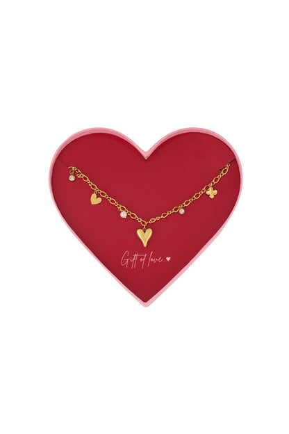 Giftbox hearts ketting goud
