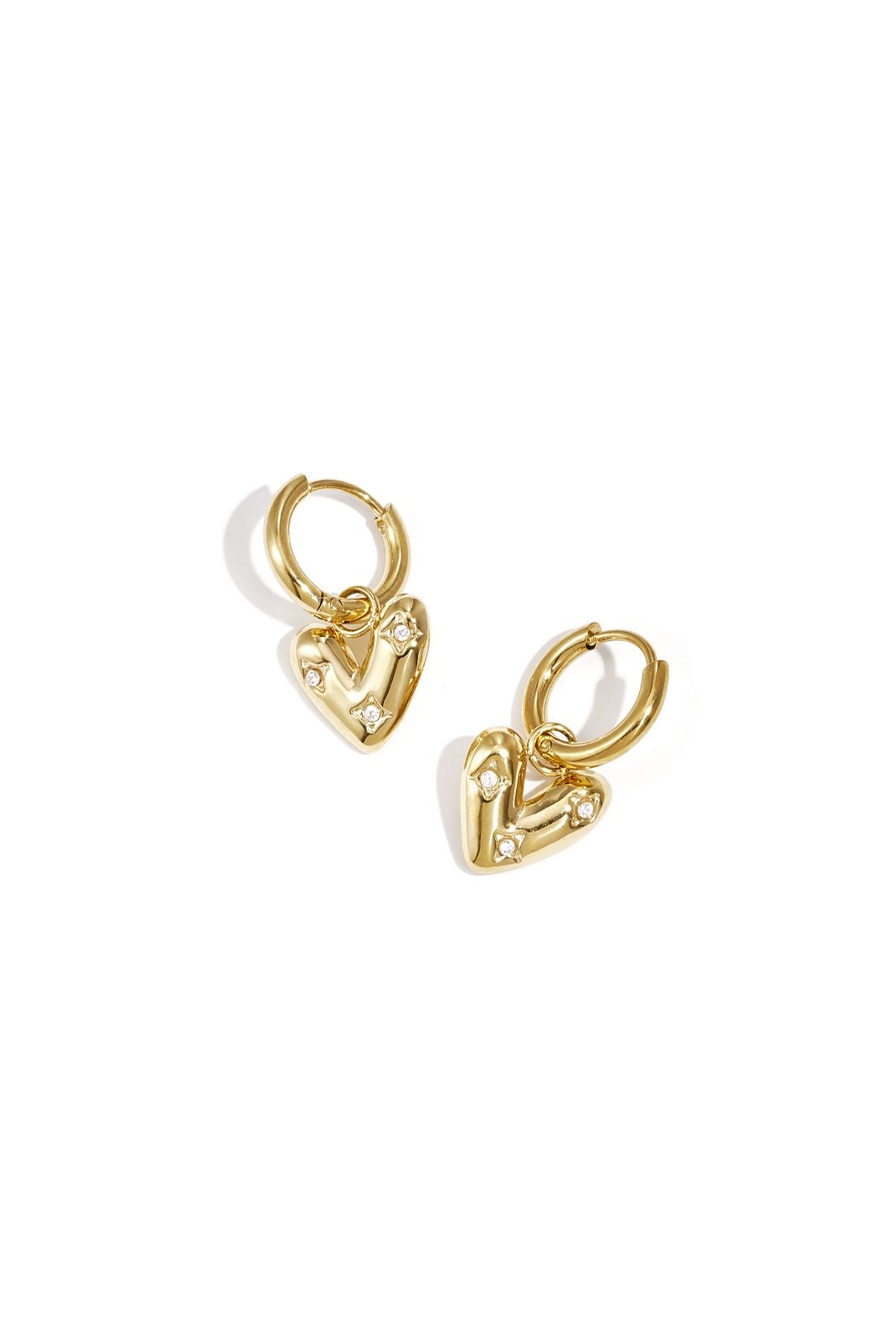 Hart met steentjes oorbellen goud