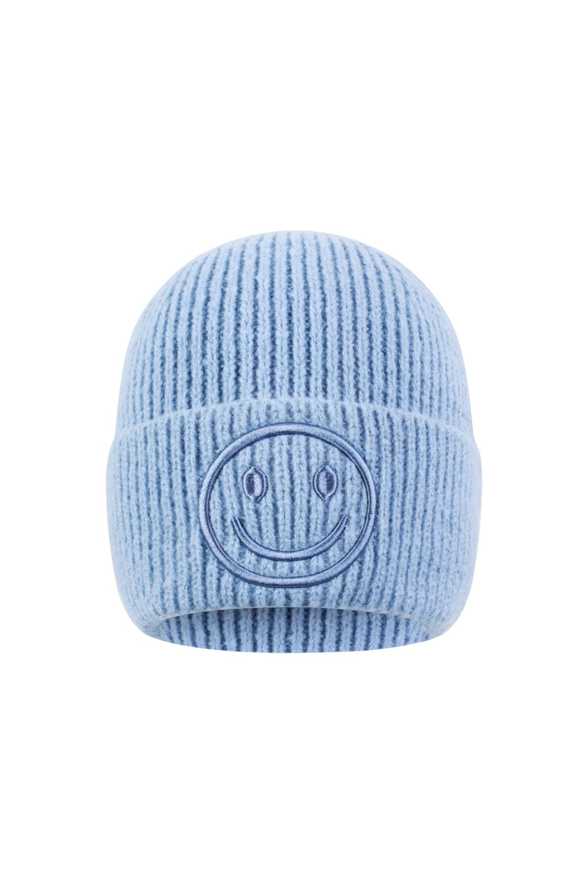 Smiley muts babyblauw