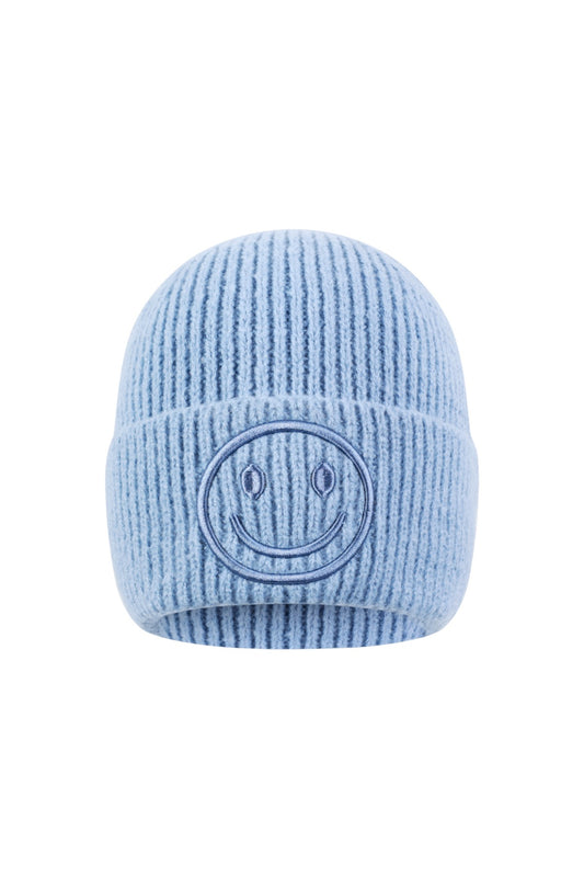 Smiley muts babyblauw