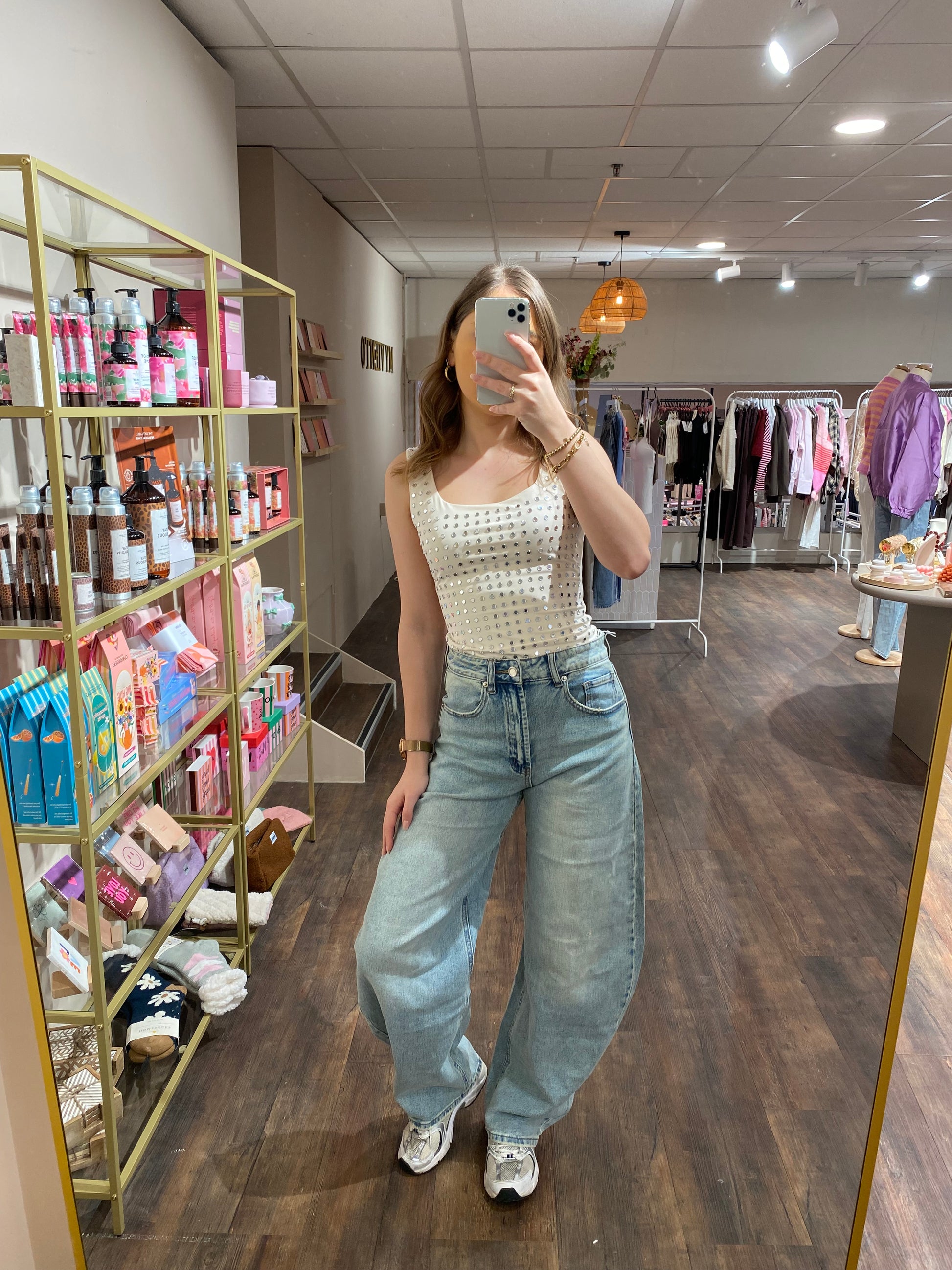 Baggy damesjeans met trendy fit.