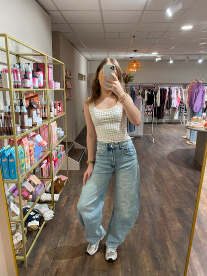 Baggy damesjeans met trendy fit.