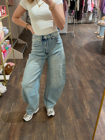 Midblauwe balloon jeans van SeeSee.