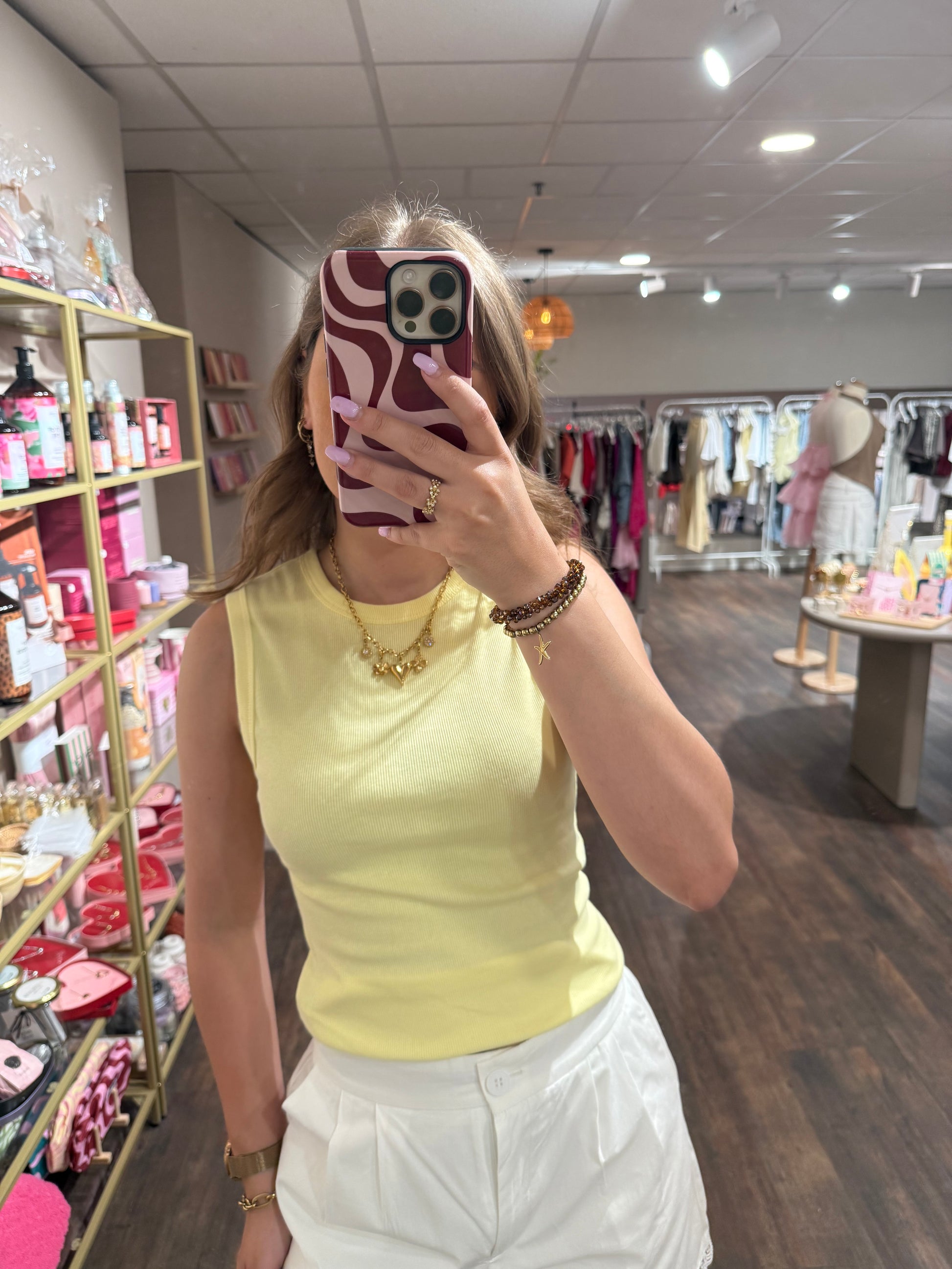 Comfortabele tanktop van ribstof 