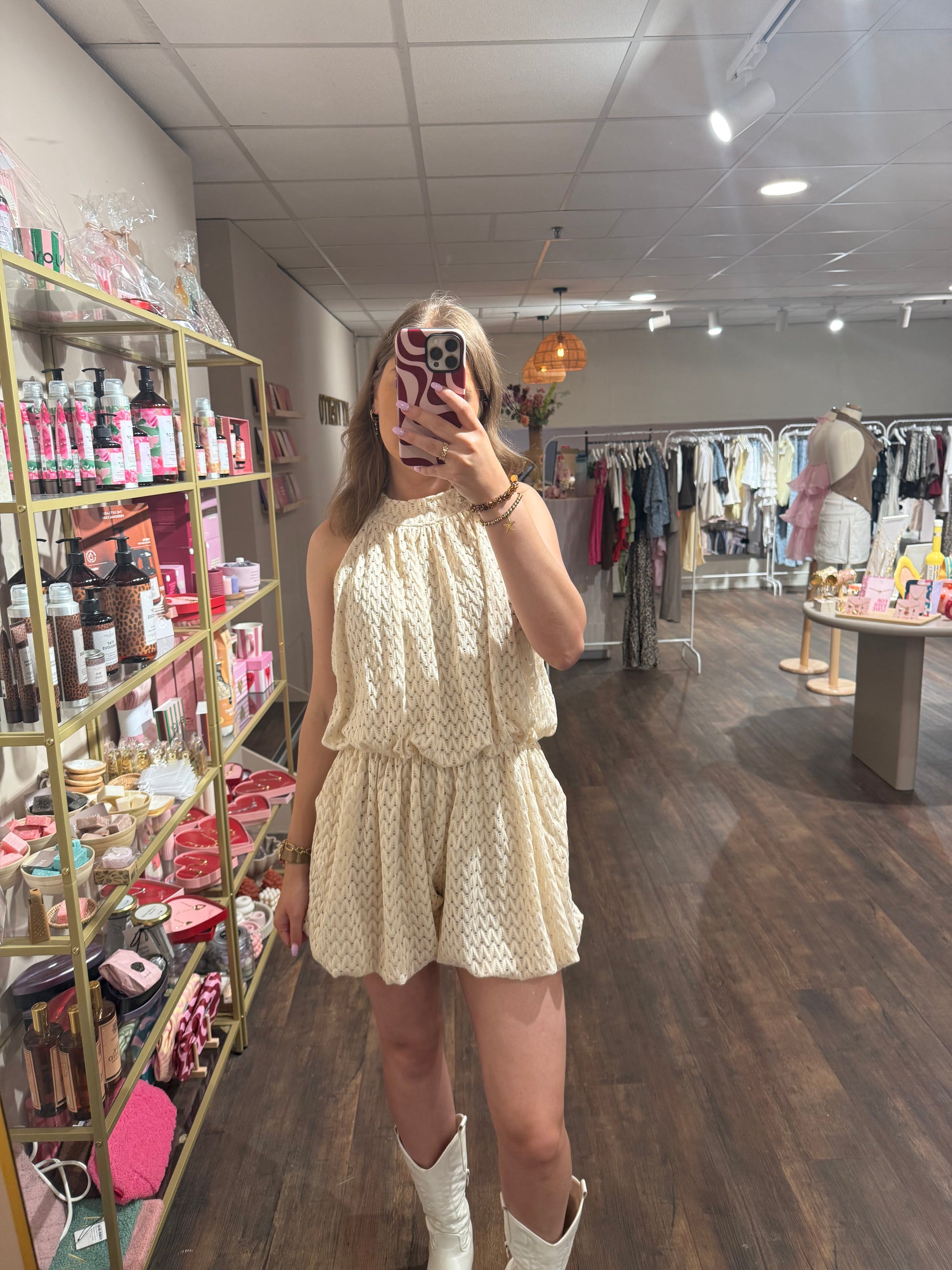 Beige zomer playsuit met comfortabele fit 