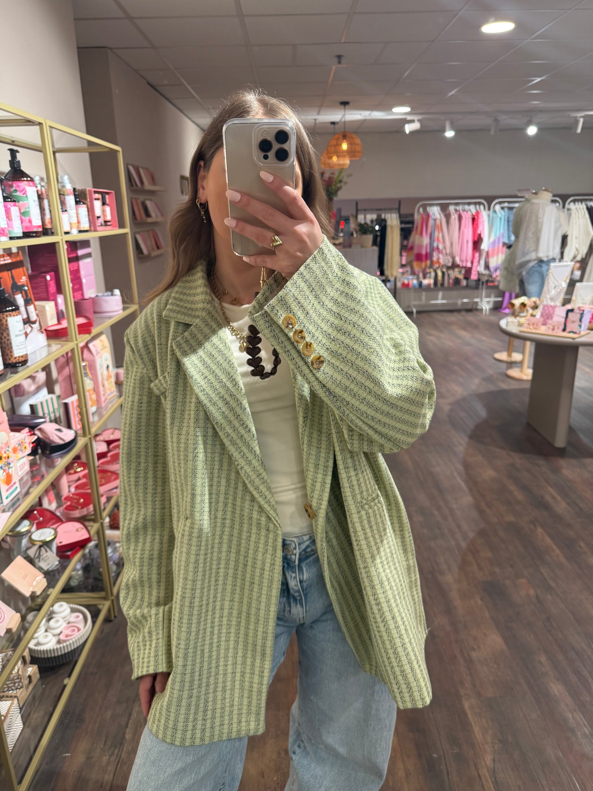 Voorjaars blazer met stijlvolle strepen.