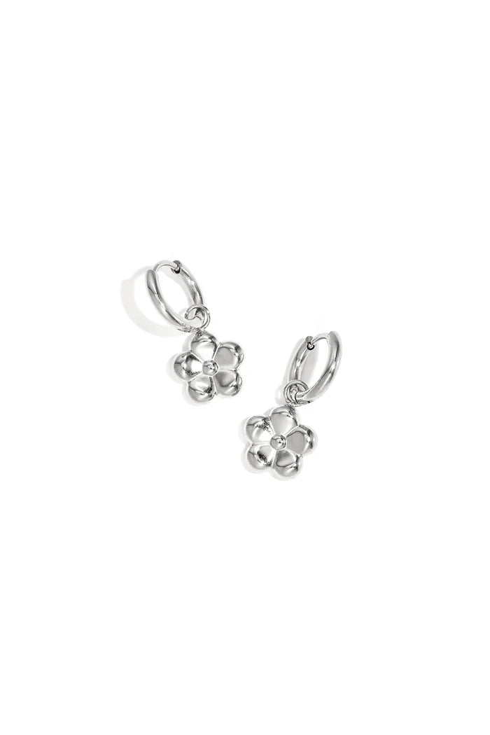 Bloemhanger oorbellen zilver