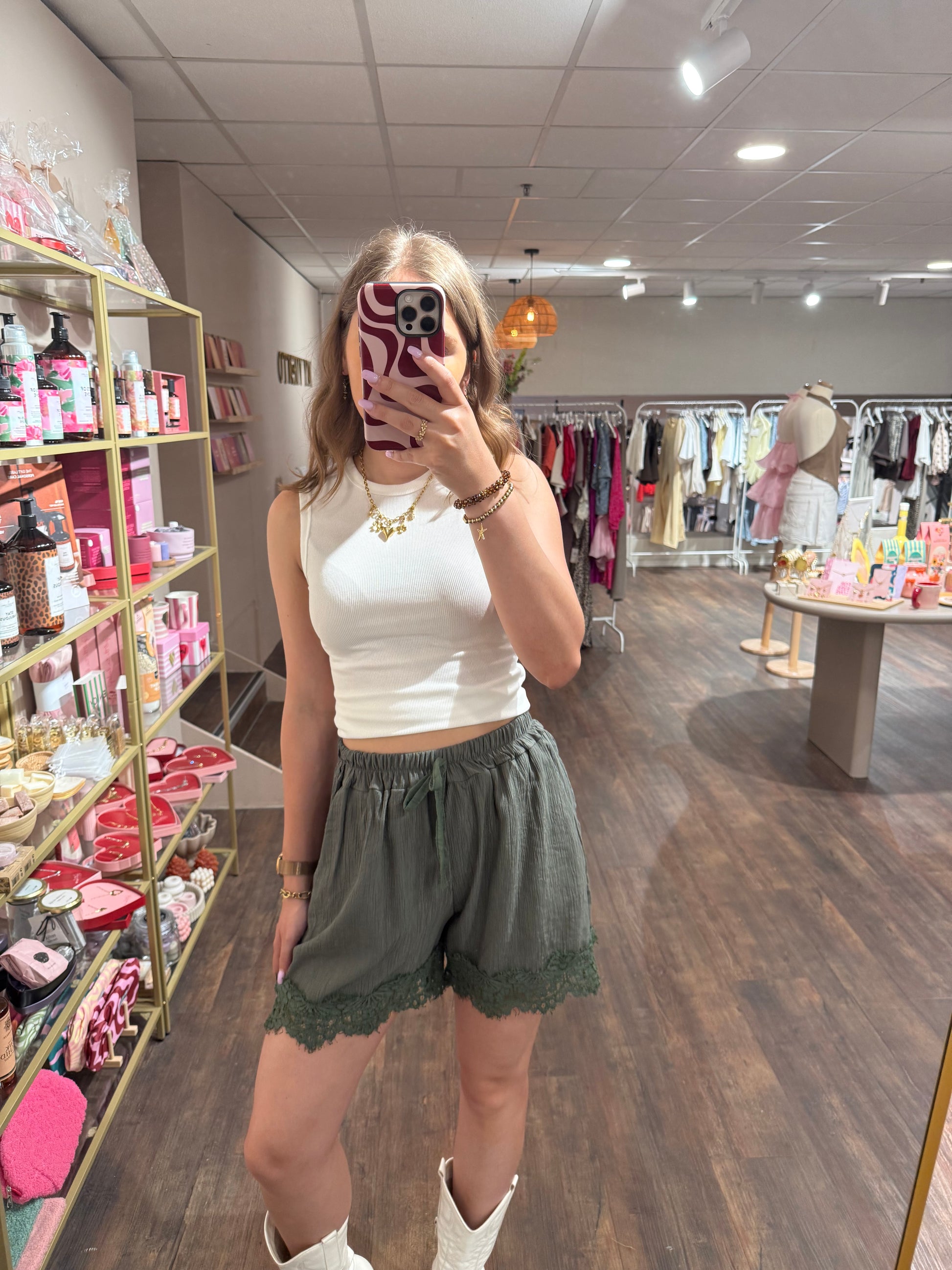 Comfortabele groene zomer short 