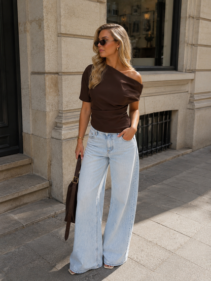 Elegante bruine top 