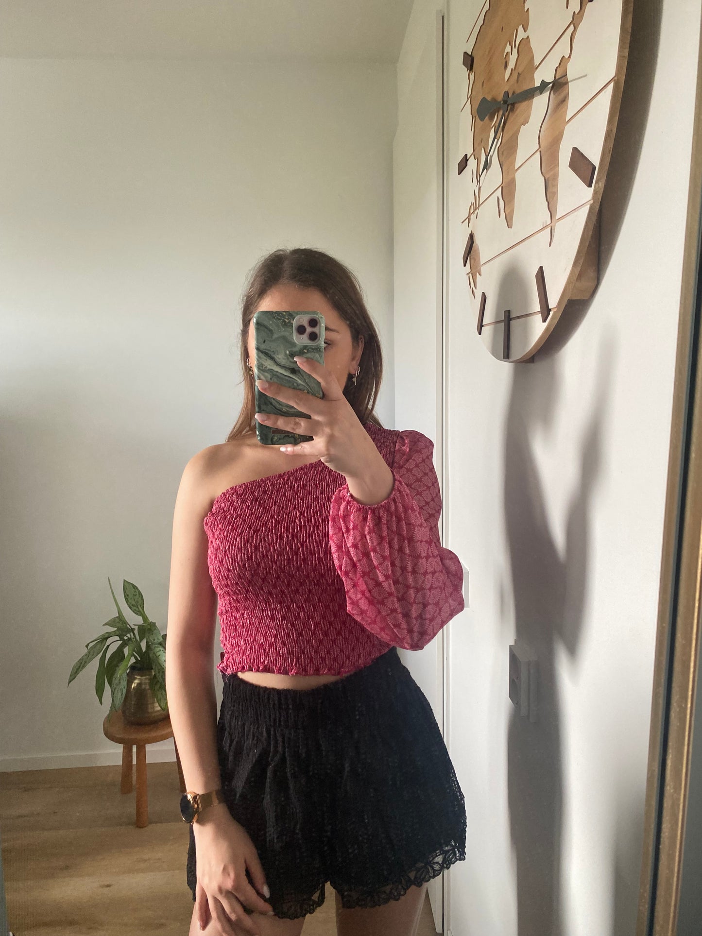 Lina - One shoulder top roze