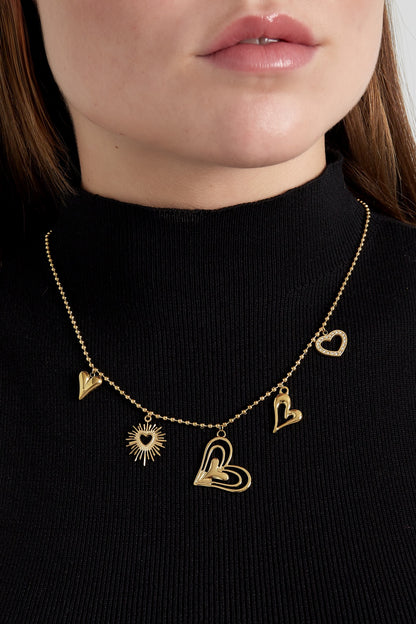 Loving hearts ketting goud