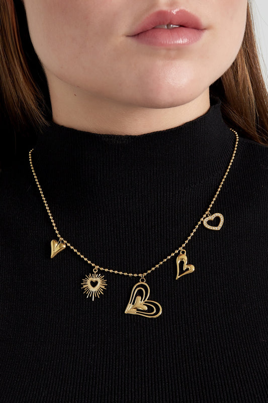 Loving hearts ketting goud