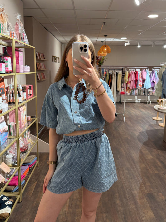 Tessa - textured denim setje