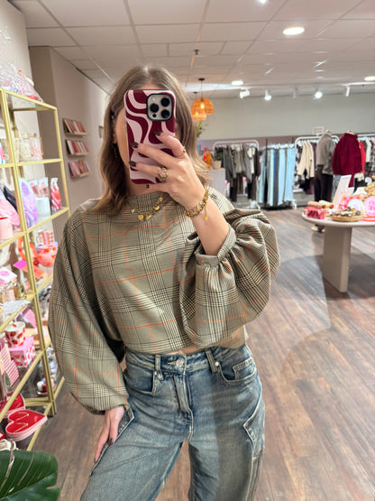 Imke - batwing geruite blouse