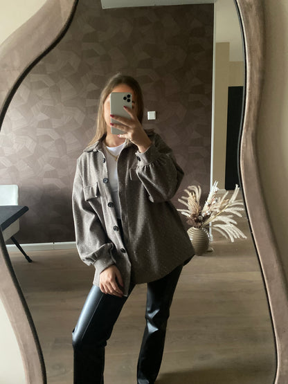 Elena - glitter jacket taupe