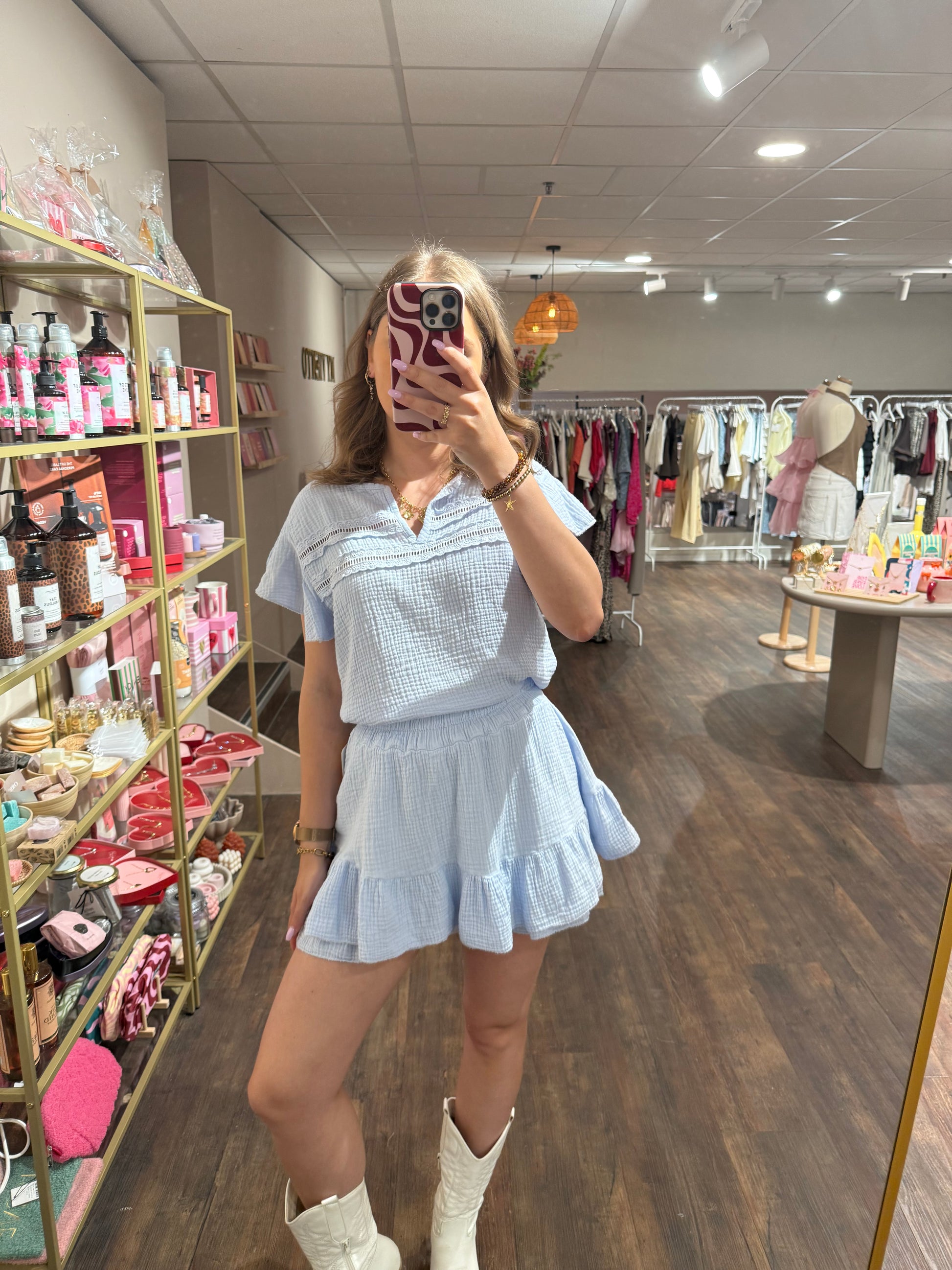 Blauwe dames skort 