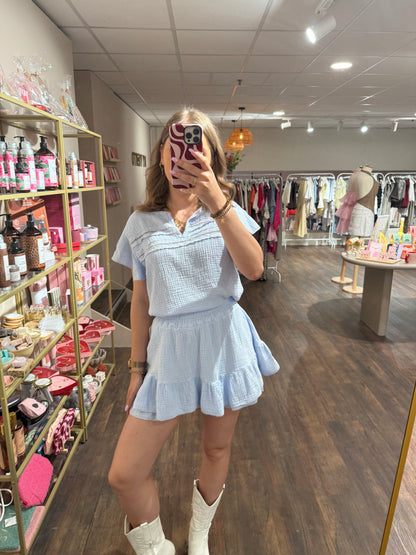 Blauwe dames skort 