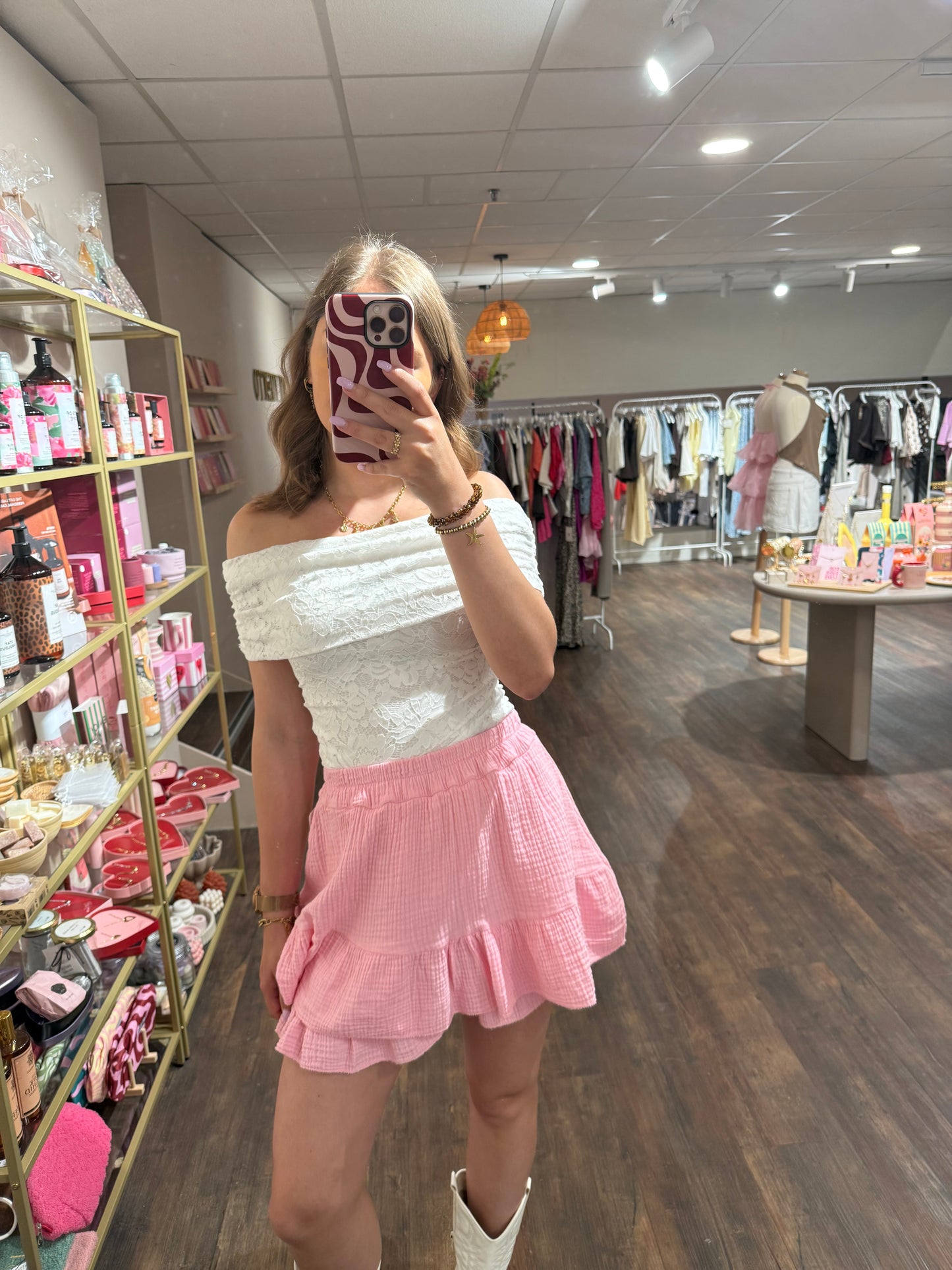 Luchtige zomer skort in roze 