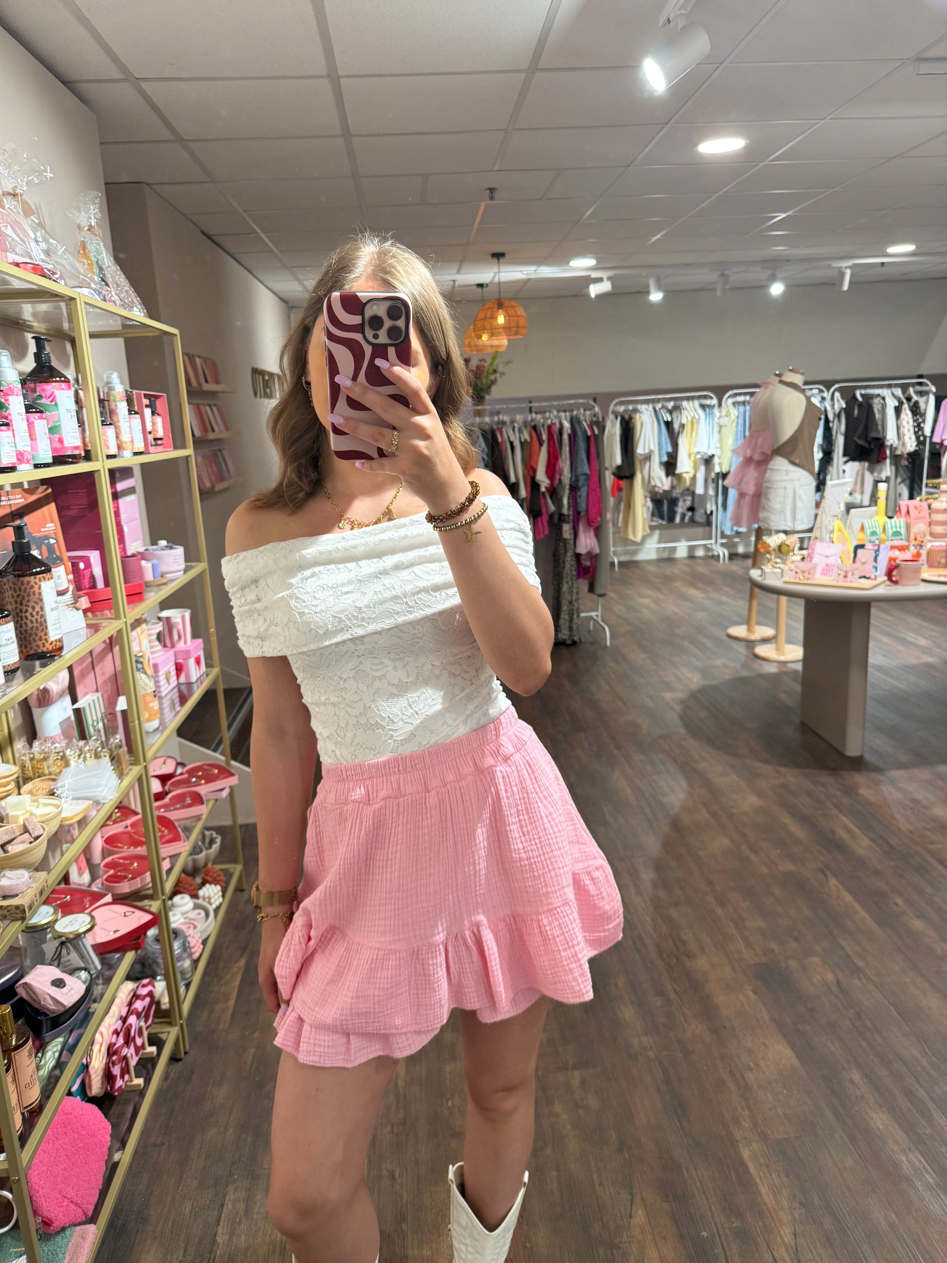 Luchtige zomer skort in roze 