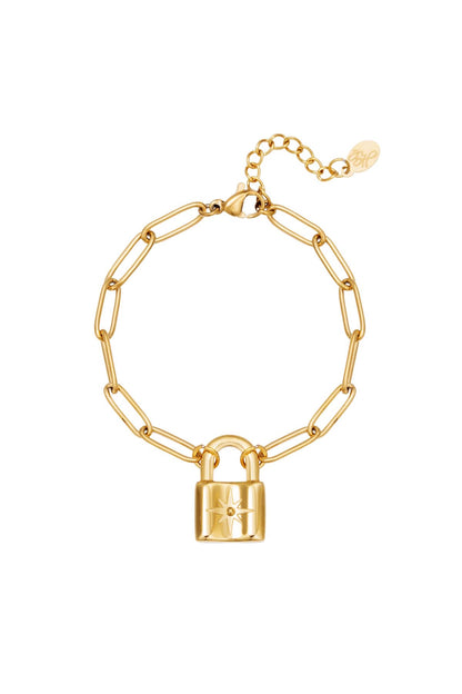 Cute lock armband goud