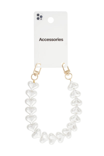 Telefoonkoord hartjes parelmoer