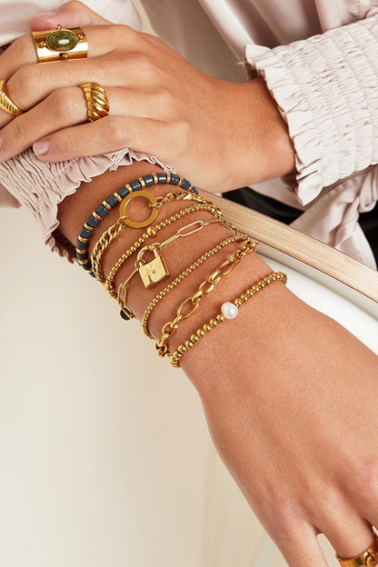 Cute lock armband goud