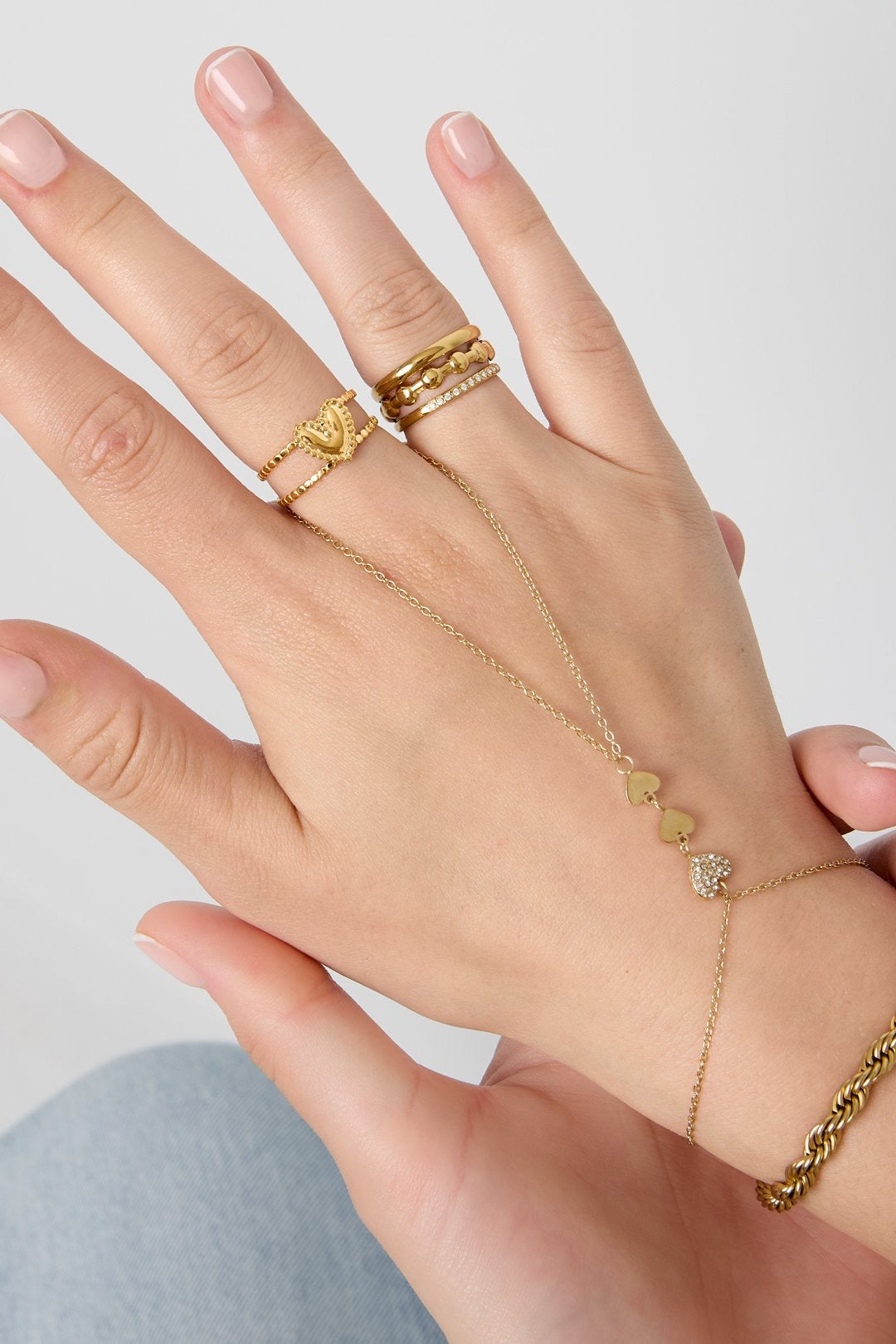 Dubbele ring met hart ring goud