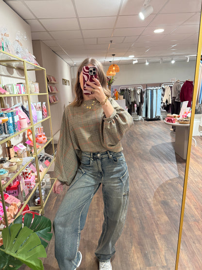 Imke - batwing geruite blouse