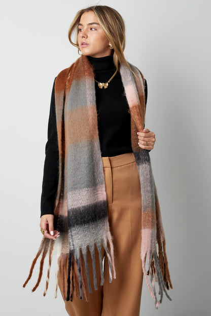 Wintersjaal color block bruin