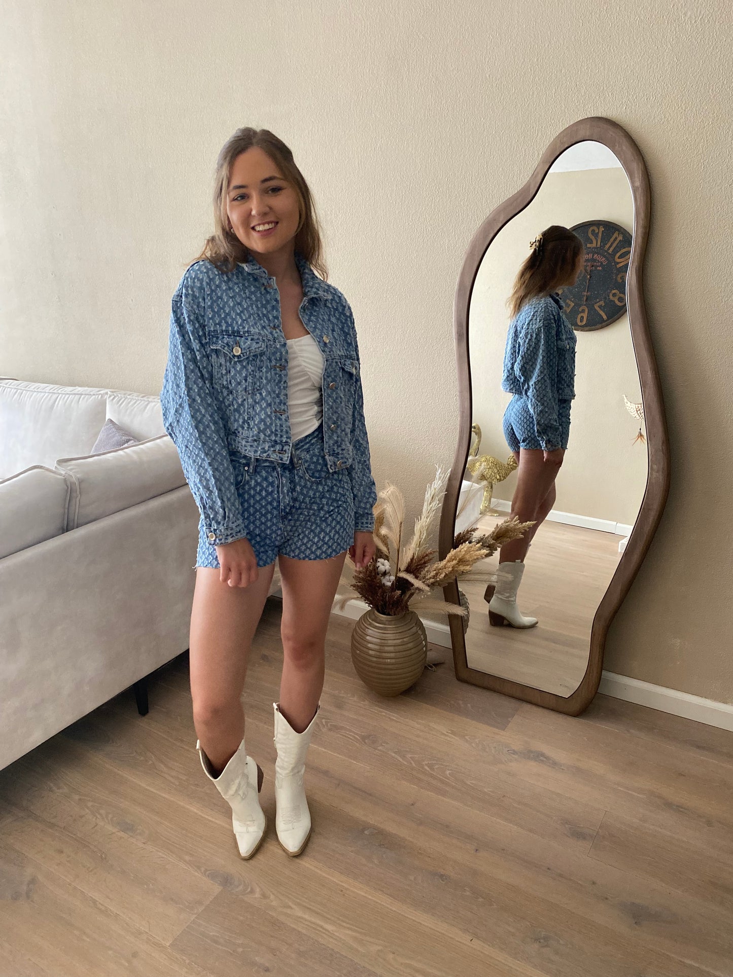 Elin - Denim jacket pattern blauw