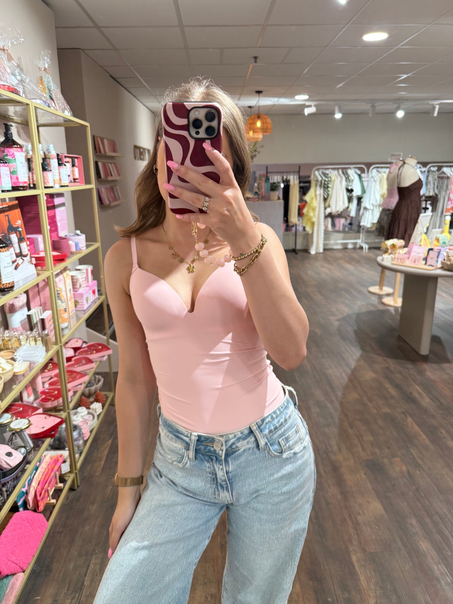 Roze body die ook als top gedragen kan worden