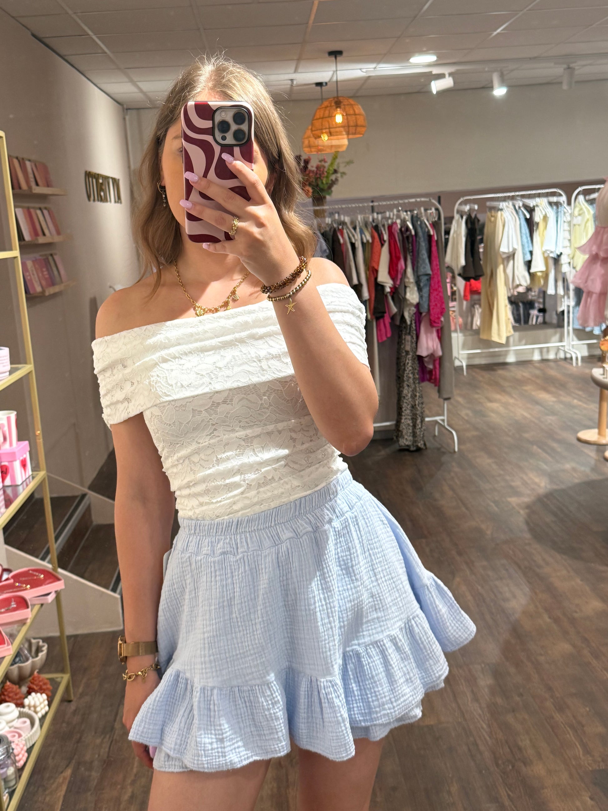 Witte kanten body voor voorjaar en zomer 