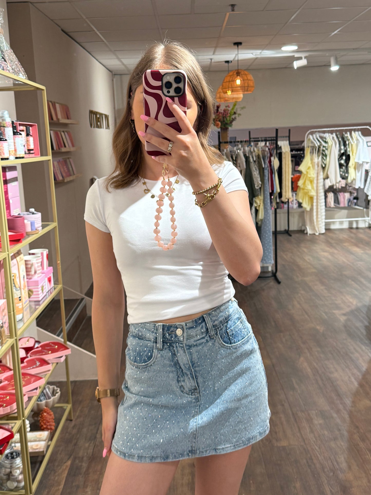 Glitter skort denim