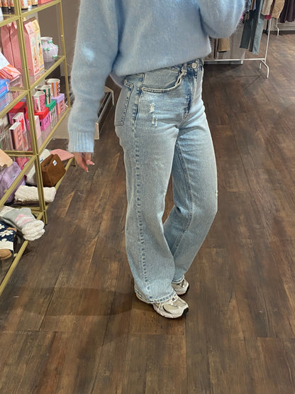 Dames jeans met ruffle onderkant.
