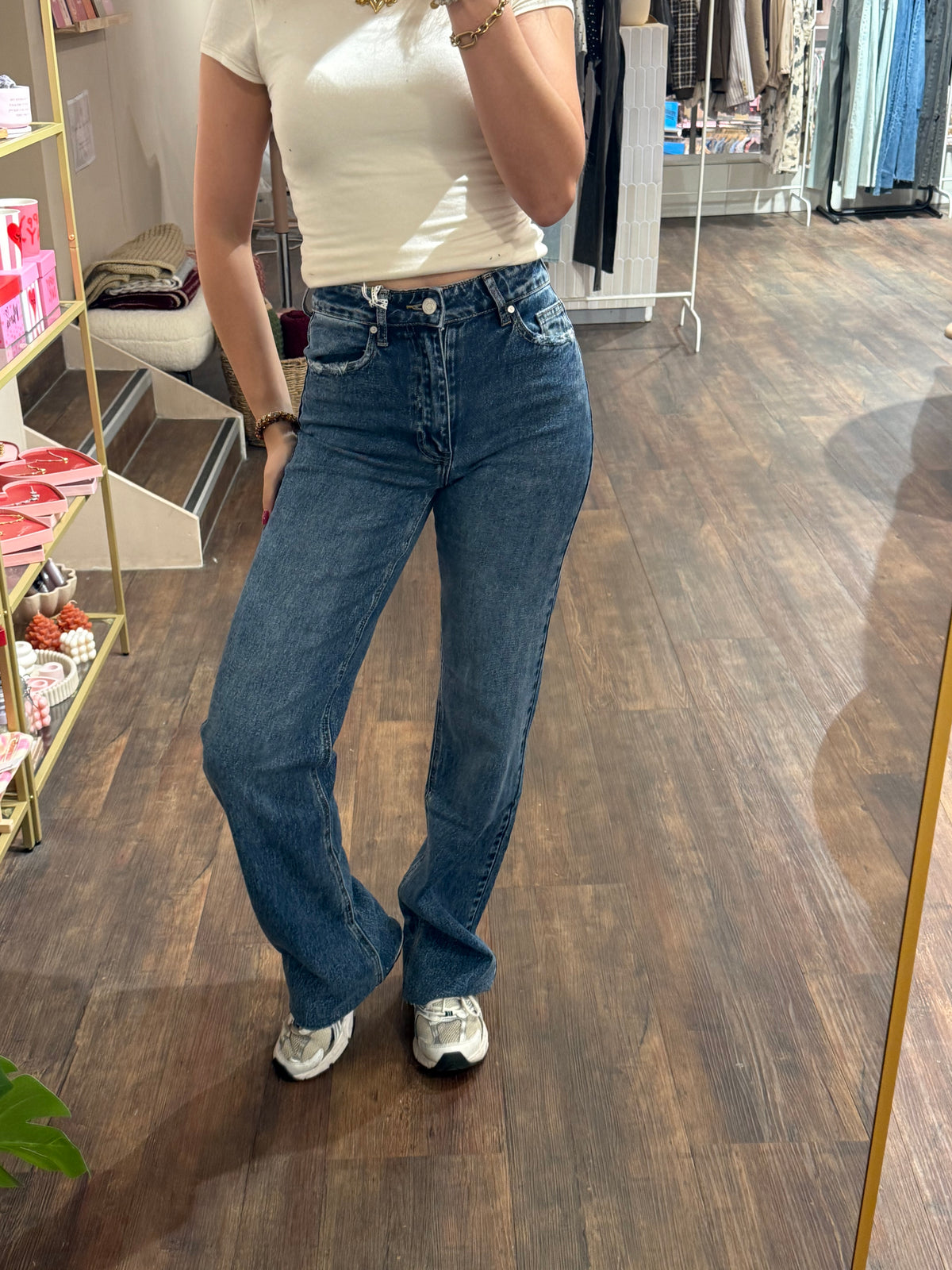 Donkerblauwe wide leg jeans van Queen Hearts voor tall girls.  