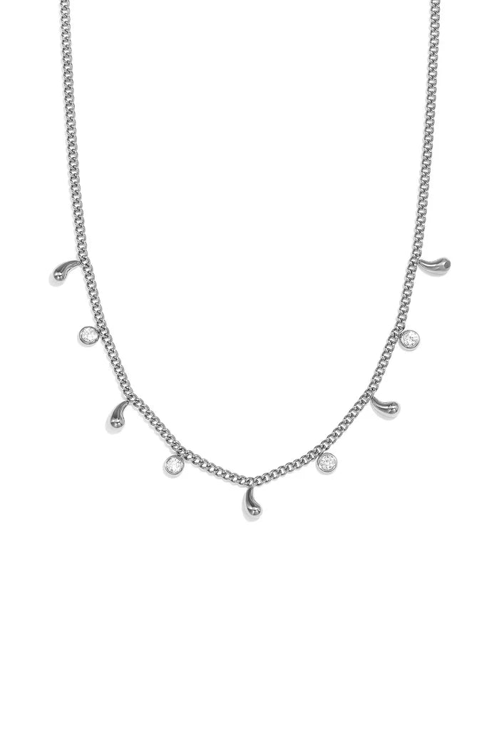 Druppel met steentjes hangers ketting zilver